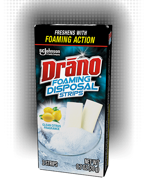 Drano Foaming Disposal Strips, Fresh Citrus, 2 Drain Strips, 0.7 oz