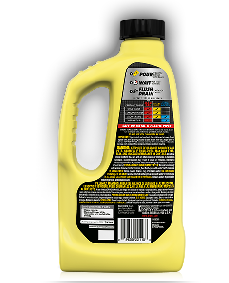 Product Drano Max Gel Clog Remover, Commercial Line back of the product package